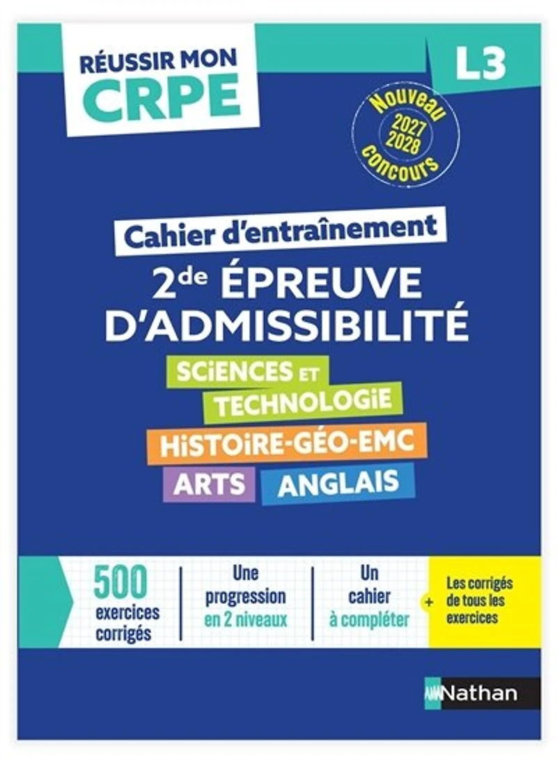 Cahier d'entraînement: histoire, géo, EMC, sciences et technologie, anglais, arts
