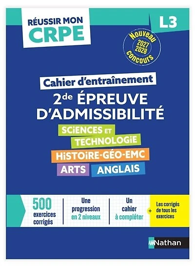 Cahier d'entraînement: histoire, géo, EMC, sciences et technologie, anglais, arts
