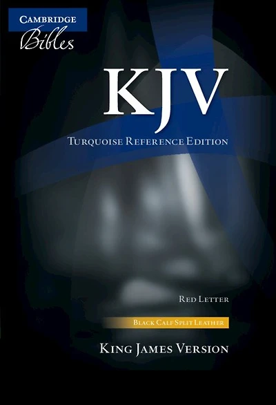 Kjv Turquoise Reference Bible, Black Calf Split Leather, Red-letter Text, Kj674:xr