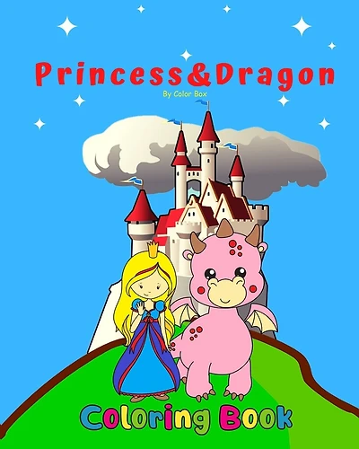 Princess And Dragon Coloring Book: Medieval theme coloring book for kids and toddlers, boys or girls, fun and easy beginner friendly coloring pages with Castle, Princesses, Knight and Dragons