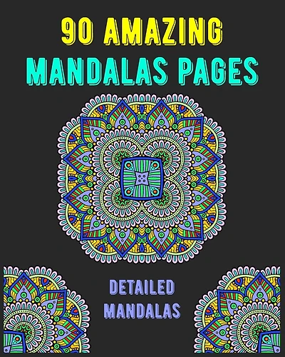 90 Amazing Mandalas Pages: mandala coloring book for all: 90 detailed patterns and mandalas coloring book: Stress relieving and relaxing Coloring Pages