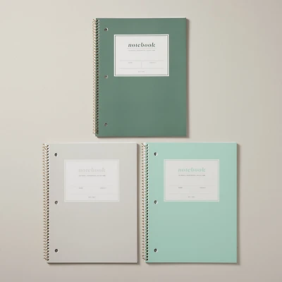 Set of 3 Spiral Notebooks, Neutral Tones