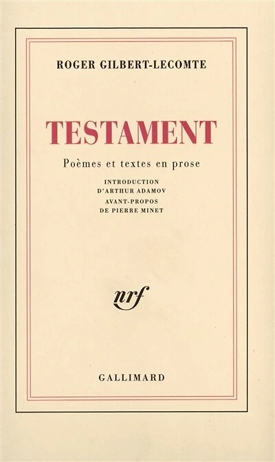 Testament: poèmes et textes en prose