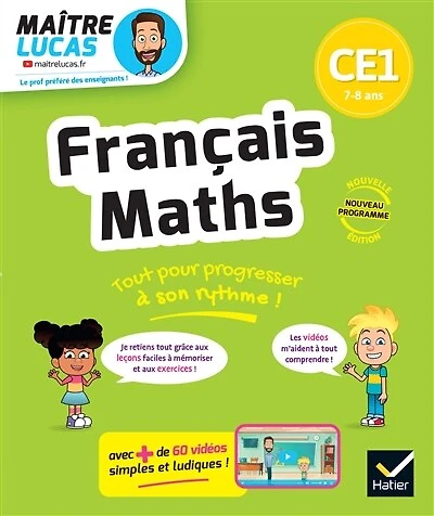 Français, maths CE1, 7-8 ans: cahier de soutien avec des vidéos, leçons et exercices corrigés