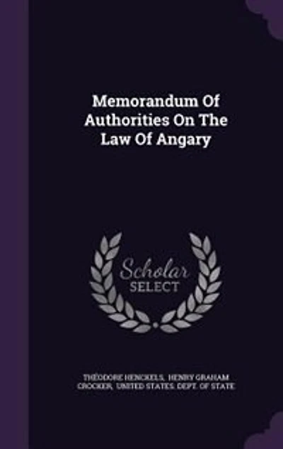 Memorandum Of Authorities On The Law Angary