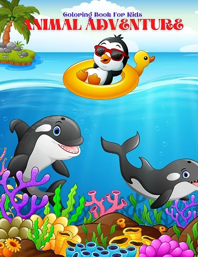 ANIMAL ADVENTURE - Coloring Book For Kids: Sea Animals, Farm Animals, Jungle Animals, Woodland Animals and Circus Animals