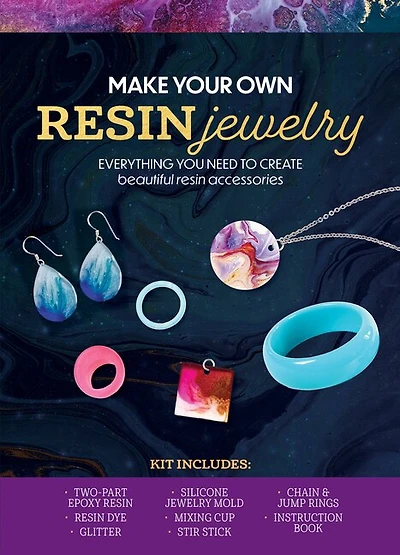 Make Your Own Resin Jewelry: Everything You Need to Create Beautiful Resin Accessories - Kit Includes: Two-part Epoxy Resin, Resin Dye, Glitter, Silicone Jewelry Mold, Mixing Cup, Stir Stick, Chain and Jump Rings, Instruction Book