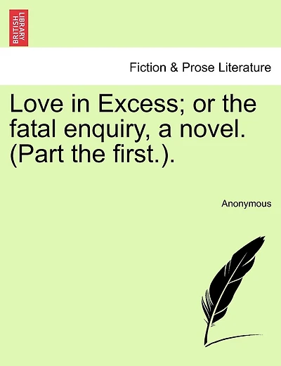Love In Excess; Or The Fatal Enquiry, A Novel. (part The First.).