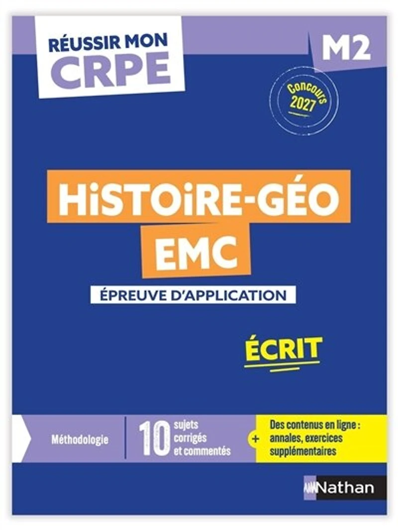 Annales histoire, géo, EMC: épreuve d'application, écrit M2