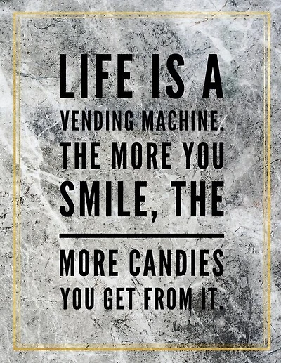 Life Is A Vending Machine. The More You Smile, The More Candies You Get From It.: Marble Design 100 Pages Large Size 8.5 X 11 Inches Gratitude Journal And Productivity Task Book
