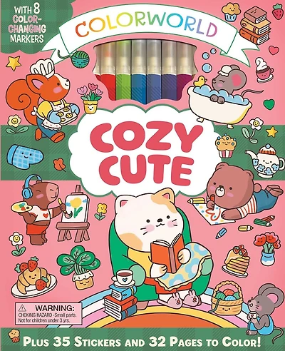 ColorWorld: Cozy Cute: With 8 Color-Changing Markers, Plus 35 Stickers and 32 Pages to Color!