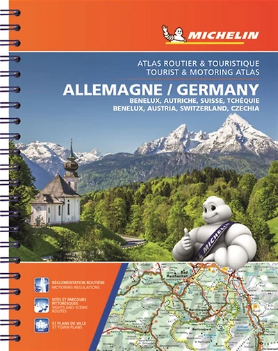 Allemagne, Benelux, Autriche, Suisse, Tchéquie: atlas routier et touristique