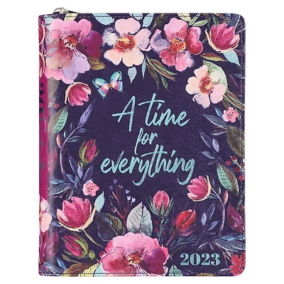 Christian Art Gifts 2023 12-Month Women's Daily Personal Planner/Organizer w/Zipper Closure - A Time for Everything - Ecclesiastes 3:1 Inspirational Bible Verse, Jan 2023-Dec 2023, Navy/Maroon Floral