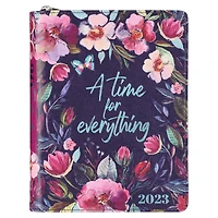 Christian Art Gifts 2023 12-Month Women's Daily Personal Planner/Organizer w/Zipper Closure - A Time for Everything - Ecclesiastes 3:1 Inspirational Bible Verse, Jan 2023-Dec 2023, Navy/Maroon Floral