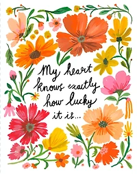 Love Muchly Greeting Cards: Love - My heart knows exactly how lucky it is (Pack of 6)