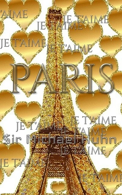 Je T'aime  Gold  Glitter Eiffel Tower  Creative Blank Journal Sir Michael Designer Edition