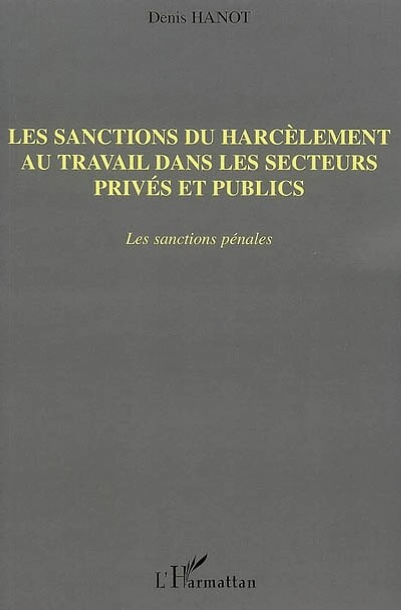 les sanctions du harcèlement au travail dans secteurs privés et publics: pénales