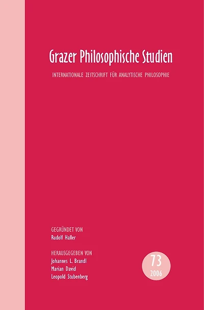 Grazer Philosophische Studien: Volume 73 – 2006