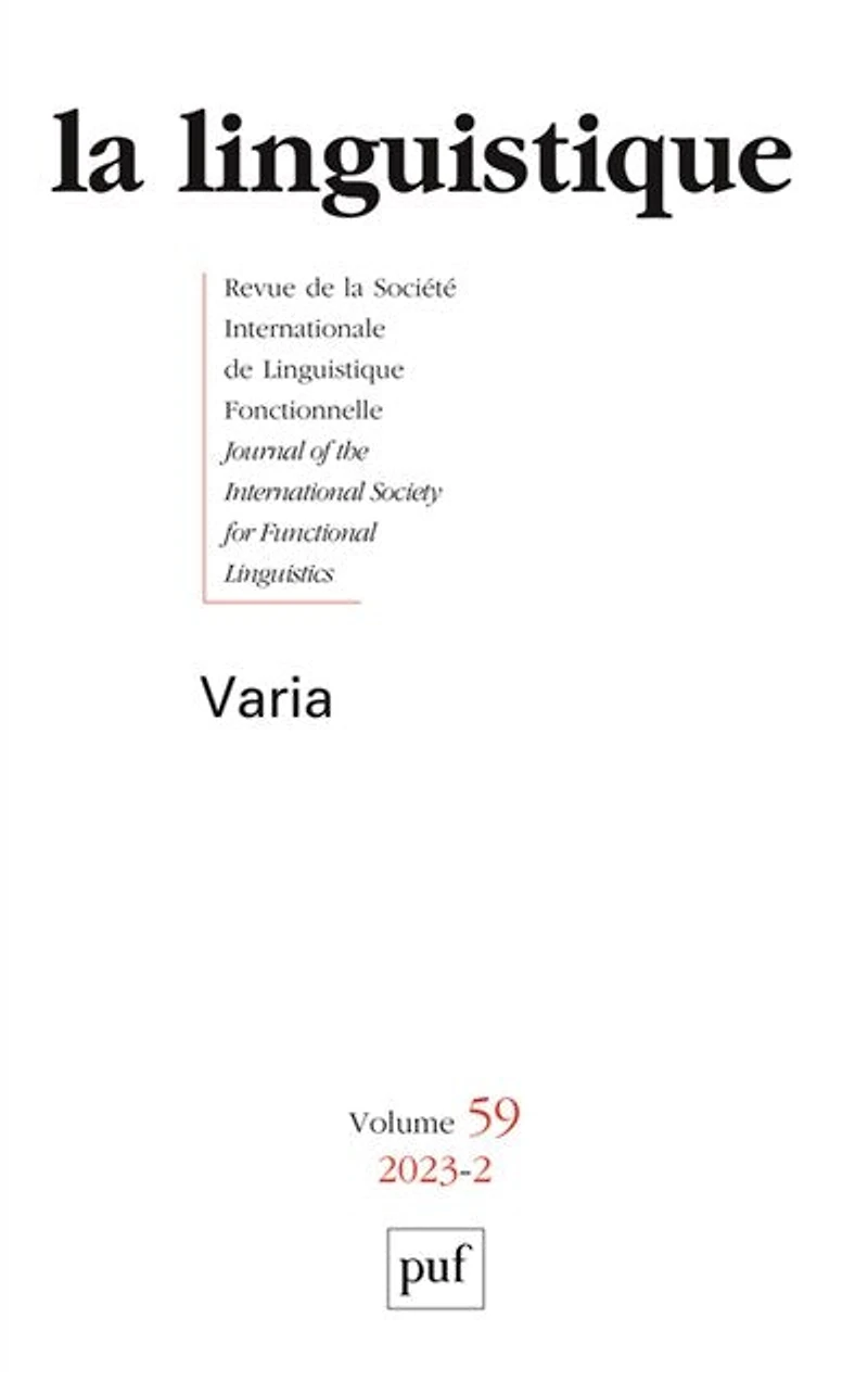 Linguistique (La), n°2 (2023). Varia