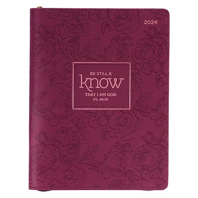 2024 18-Month Planner Burgundy Be Still & Know Ps. 46:10