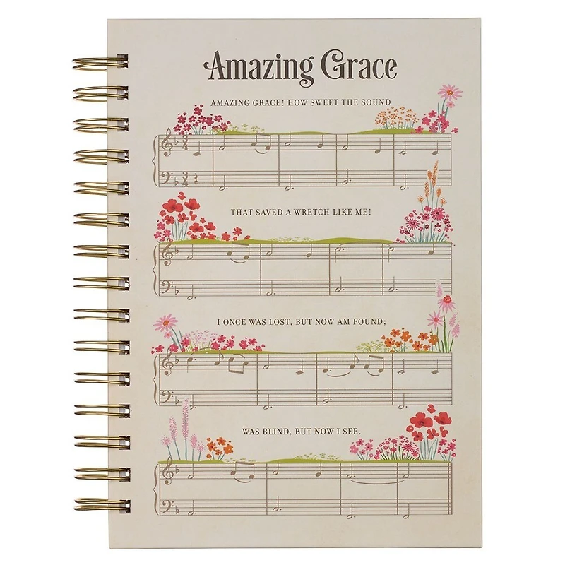 Journal Wirebound Cream Music/Floral Amazing Grace