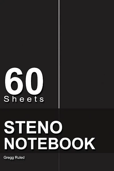 Steno Notebook: 6 x 9, 60 Sheets, Writing Pad for Notes, Gregg Ruled, (Black)-[Professional Binding]