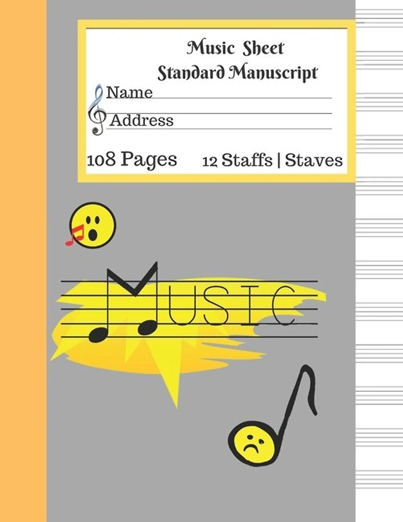 Music Sheet Standard Manuscript -108 Pages 12 Staffs - Staves Music: Gift For Music Lovers Music Book