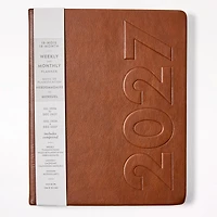 Large PU Cognac Planner, 17 Month