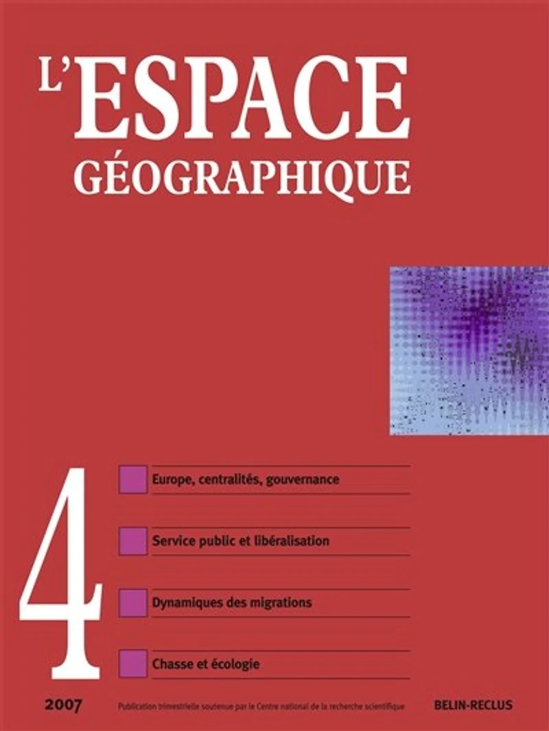 Espace géographique, n°4 (2007)