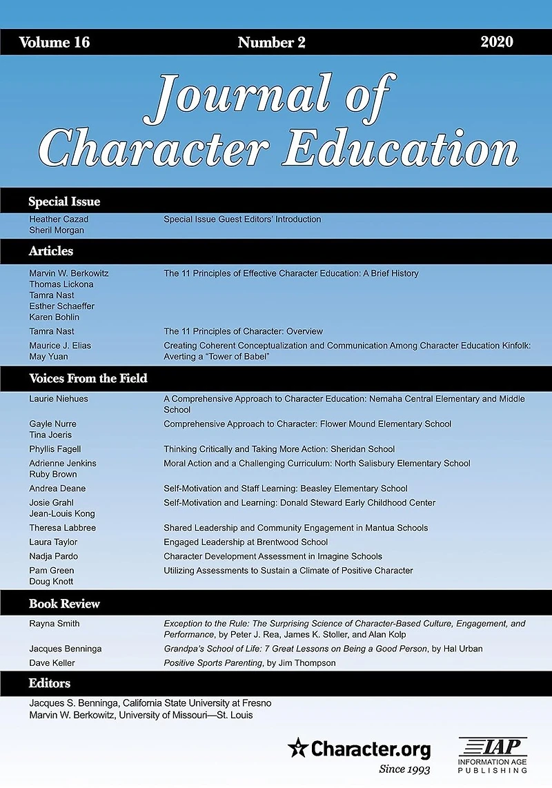 Journal of Character Education Vol 16 Issue 2