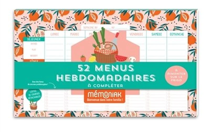 52 menus hebdomadaires à compléter et aimanter sur le frigo