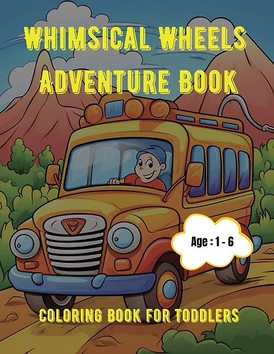 Whimsical Wheels Adventure Book: Coloring Book for Toddlers: Age - 1,2,3,4,5,6