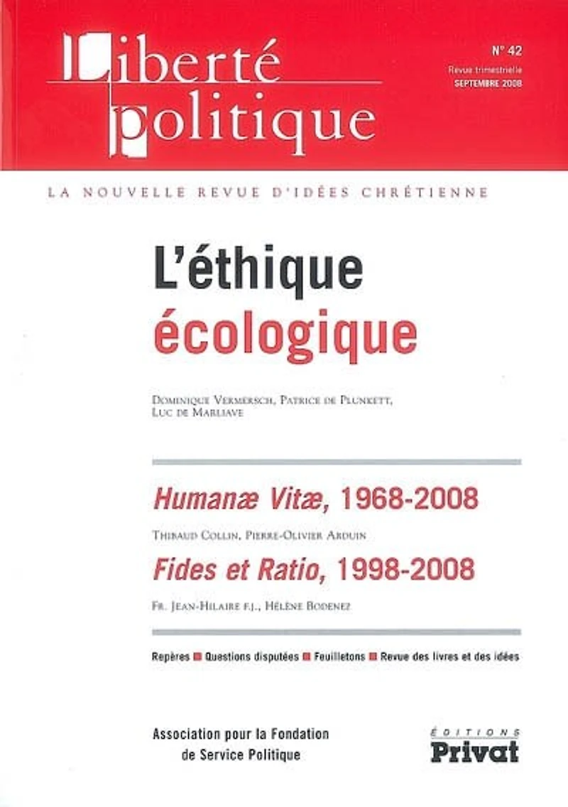 Liberté politique, n°42. L'éthique écologique
