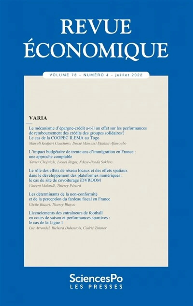 Revue économique, n°73-4. Varia
