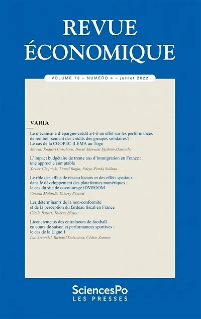 Revue économique, n°73-4. Varia