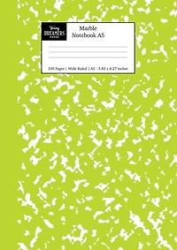 Marble Notebook A5: Green Marble Wide Ruled Journal