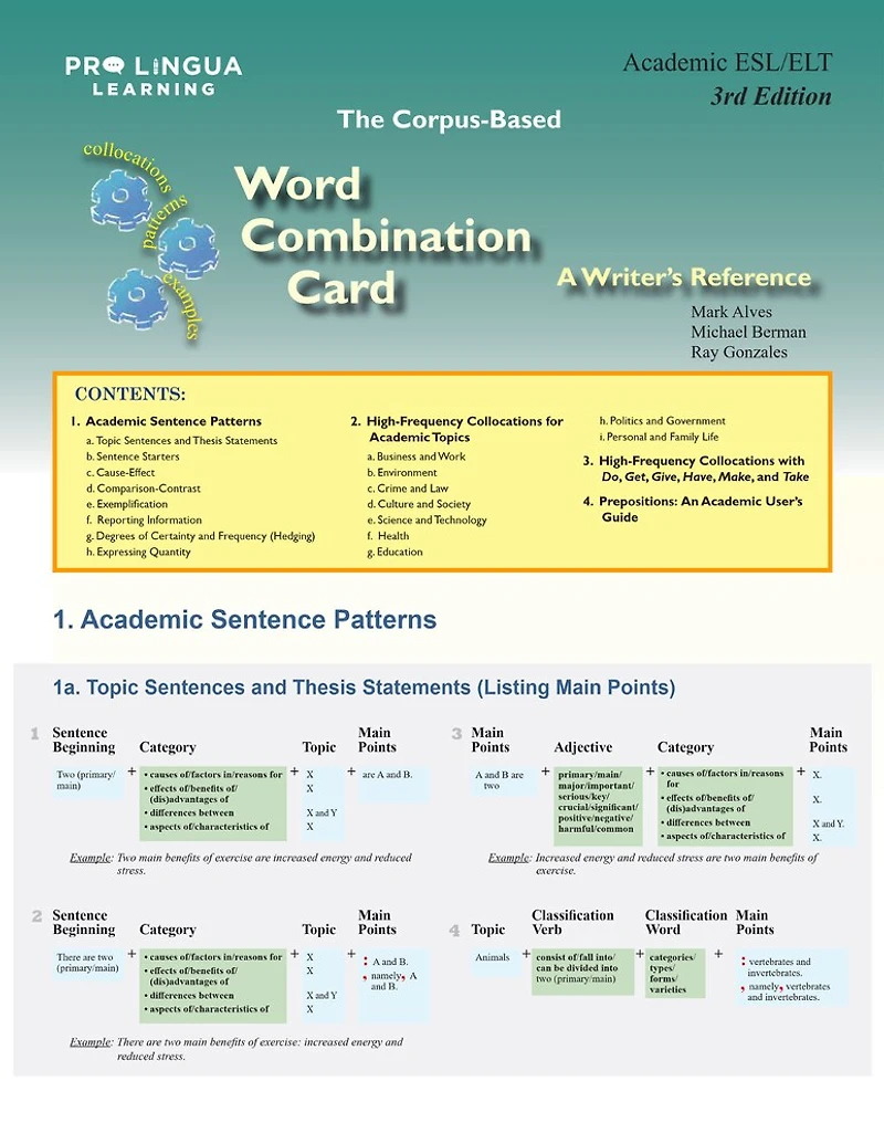 The Word Combination Card: A Writer's Reference