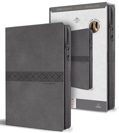 Biblia RVR 1960 Tamaño manual, letra gigante, piel gris con cremallera e índice / Spanish Bible RVR 1960 Giant Print, Gray Leathersoft with Zipper and Index
