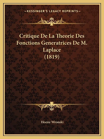 Critique De La Theorie Des Fonctions Generatrices De M. Laplace (1819)