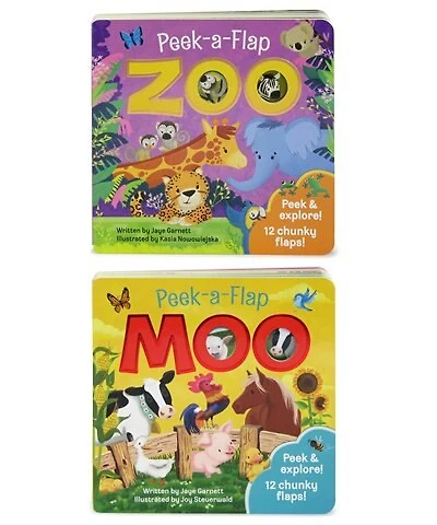 Peek A Flap Zoo And Moo 2 Pack: Chunky Peek A Flap Board Book 2 Pack