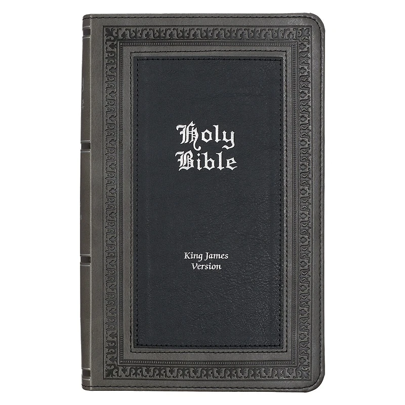 KJV Bible Giant Print Standard-size Faux Leather, Gray/Black
