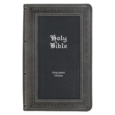 KJV Bible Giant Print Standard-size Faux Leather, Gray/Black
