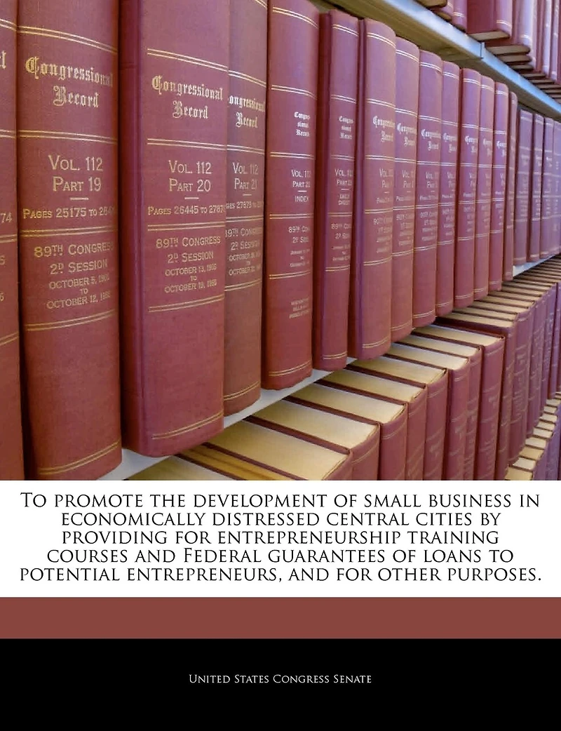 To Promote The Development Of Small Business In Economically Distressed Central Cities By Providing For Entrepreneurship Training Courses And Federal Guarantees Of Loans To Potential Entrepreneurs, And For Other Purposes.
