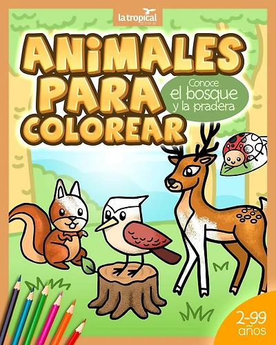 Animales para Colorear. Conoce el bosque y la pradera: Libro de animales silvestres para niños y niñas desde los 2 años - preescolar y guardería. Incluye datos curiosos para leer en voz alta.