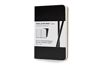 Moleskine Volant Notebook (Set of 2 ), Extra Small, Ruled, Black, Soft Cover (2.5 x 4)