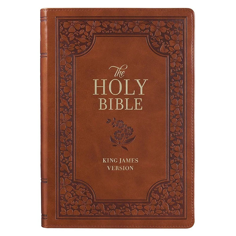 KJV Bible Giant Print Full-size Faux Leather, Saddle Tan Floral
