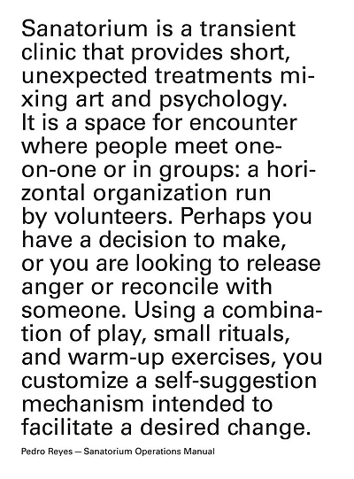 Pedro Reyes: Sanatorium Operations Manual
