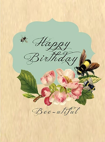 Birthday Bee-utiful! - Greeting Cards, pkg of 6: Greeting: Happy Birthday Bee-utiful! (blank inside)