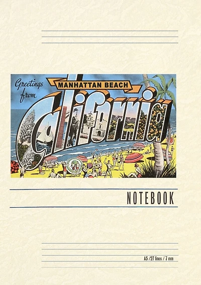 Vintage Lined Notebook Greetings from Manhattan Beach