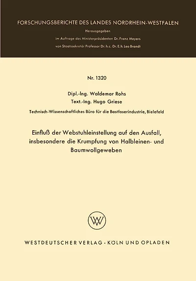 Einfluß der Webstuhleinstellung auf den Ausfall, insbesondere die Krumpfung von Halbleinen- und Baumwollgeweben
